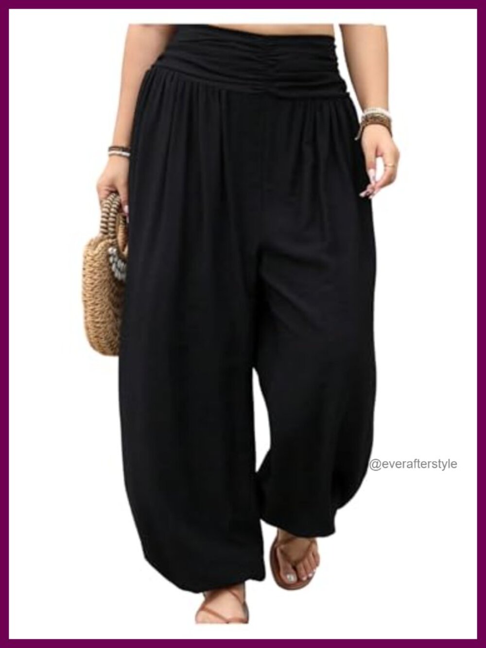 OYOANGLE Women's Plus Size High Waisted Wide Leg Balloon Pants